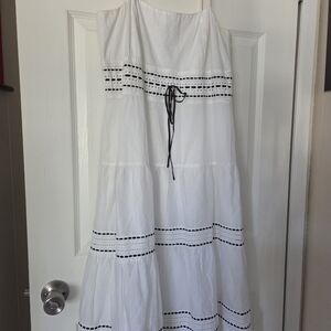 LOFT White and Black Sleeveless Dress
